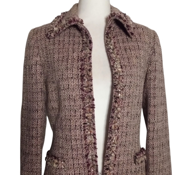 Danielle O by Tahari Levine Multicolor Wool Blend Tweed Blazer Size 6 - Picture 3 of 11